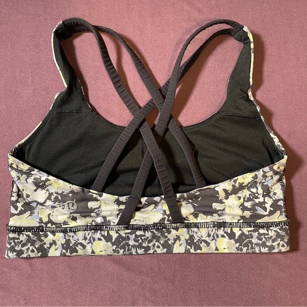 Lululemon Energy Bra Crosscourt Petal Black Clarity Yellow/Black - Size 4 - Picture 4 of 6